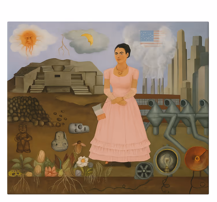 Frida khalo na meji platno umetniška slika - TenStickers