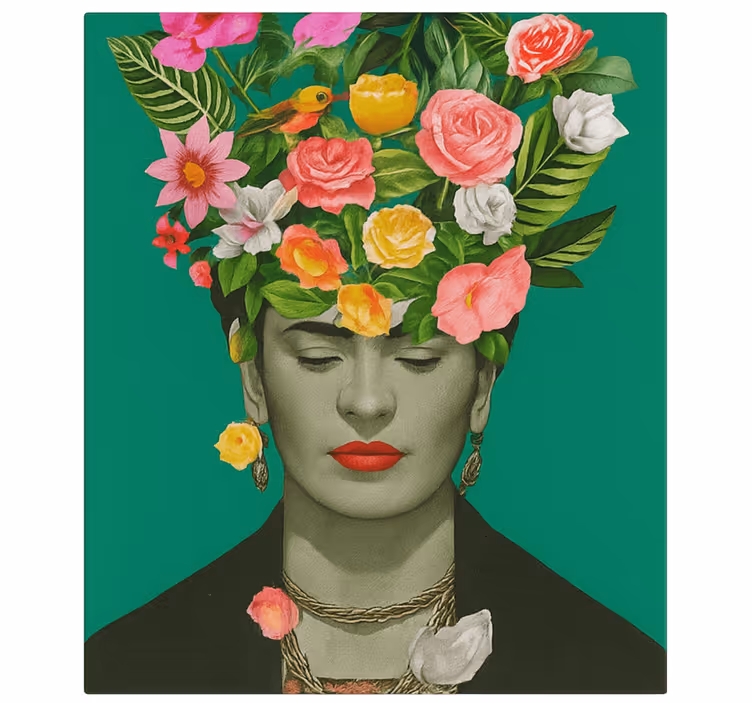Barvite rože fride kahlo platno umetniška slika - TenStickers