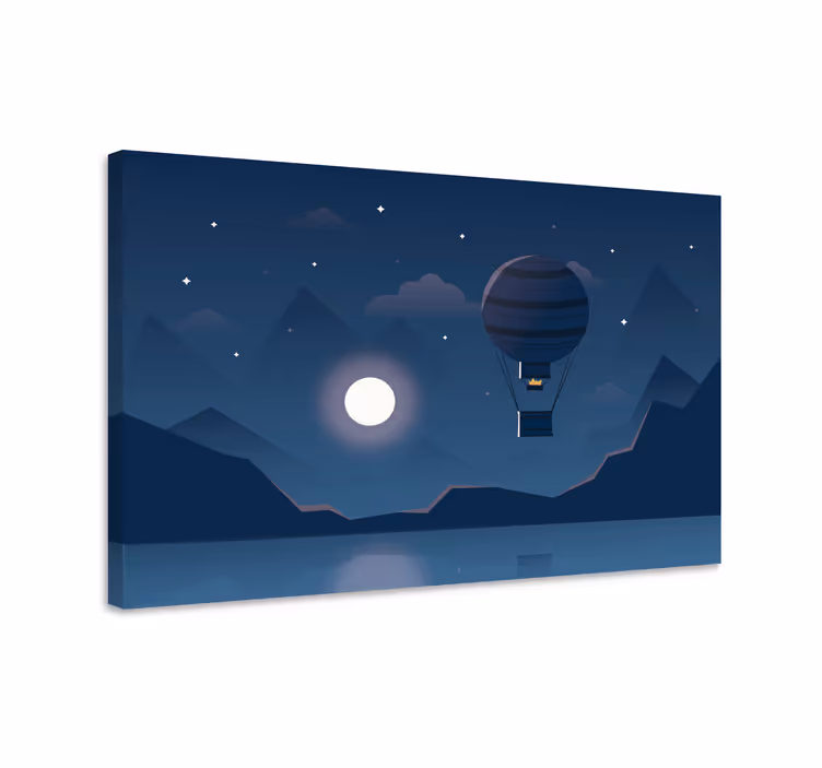 Modra slika nočna pustolovščina z baloni - TenStickers
