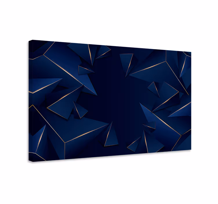Modra slika z geometrijskim vzorcem v zlati barvi - TenStickers