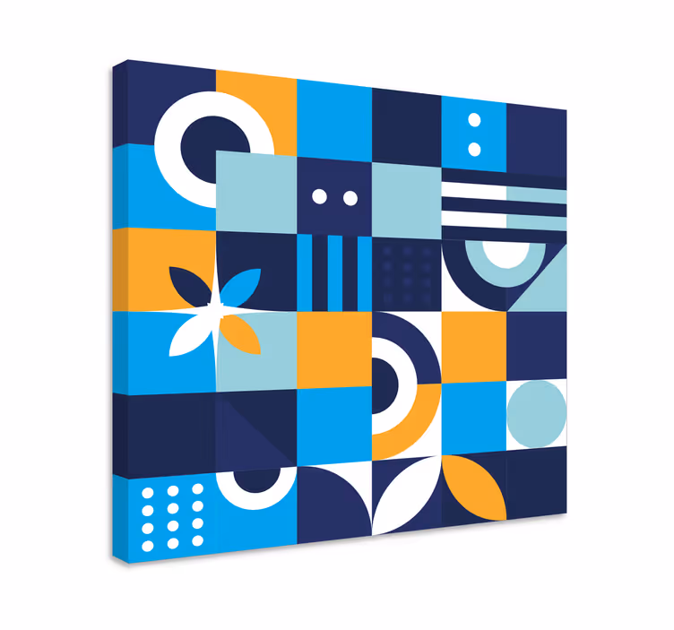 Modra slika geometrijskega dizajna - TenStickers