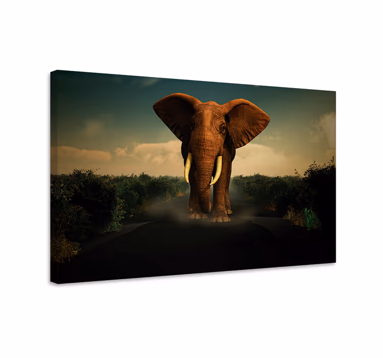 Olifant slika na platnu slon na cesti - TenStickers