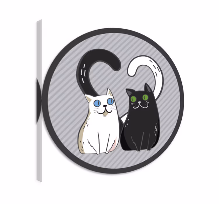 Mačje platno za steno dva mačka s pisanimi očmi - TenStickers