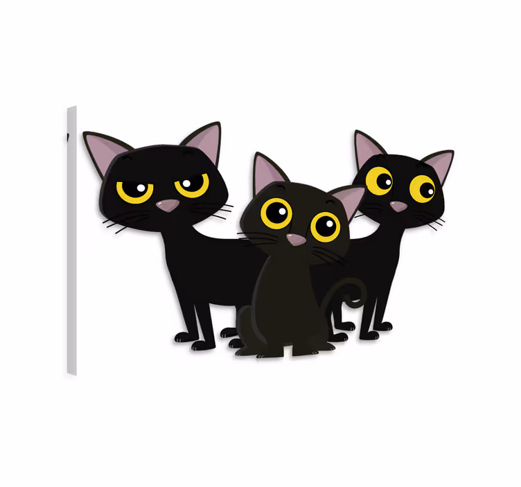 Mačje platno za steno črne mačke - TenStickers