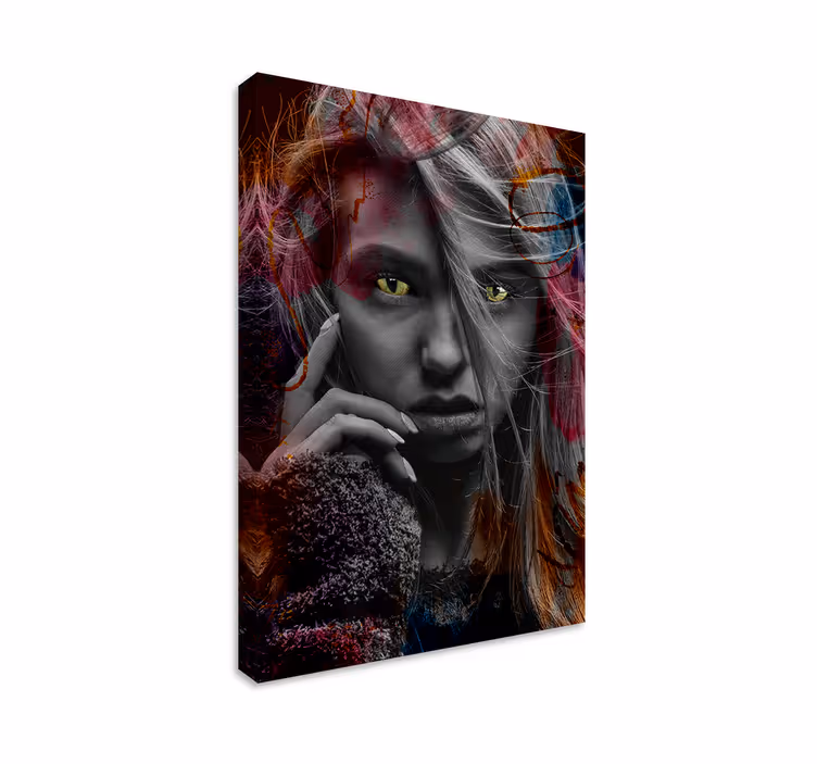 Enigmatic female portrait s kompozicijo na platnu - TenStickers