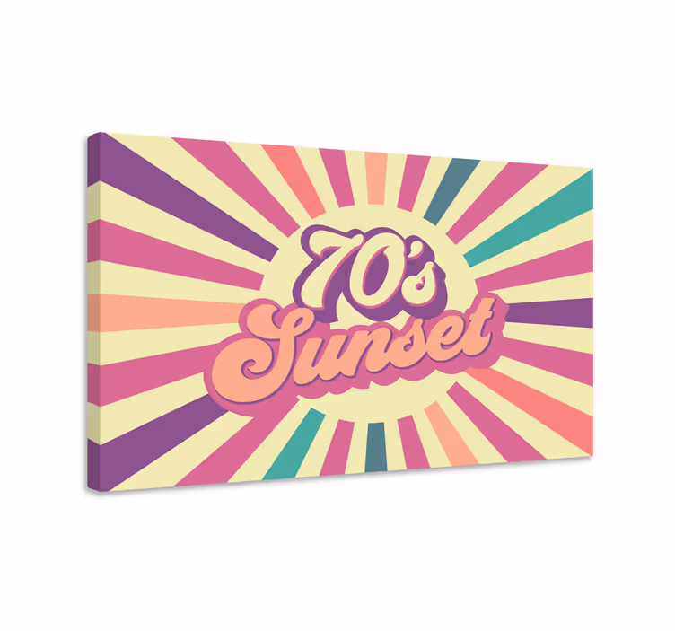 Retro grafika sončnega zahoda platno z drugim besedilom - TenStickers