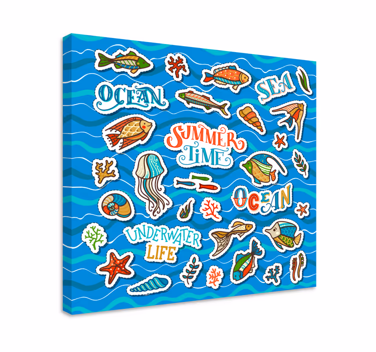 Oceanska nalepka kolaž otroško platno - TenStickers