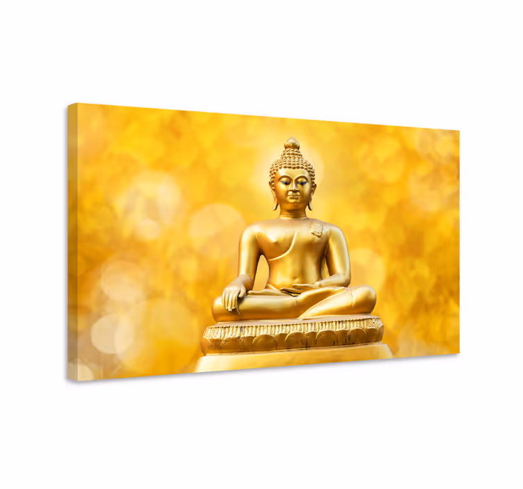 Zlata tridelna stenska umetnost buddha - TenStickers