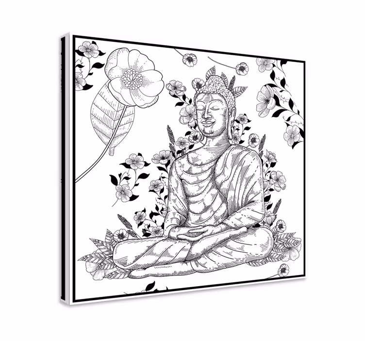 Stenska umetnost buda blanco y črna buda - TenStickers
