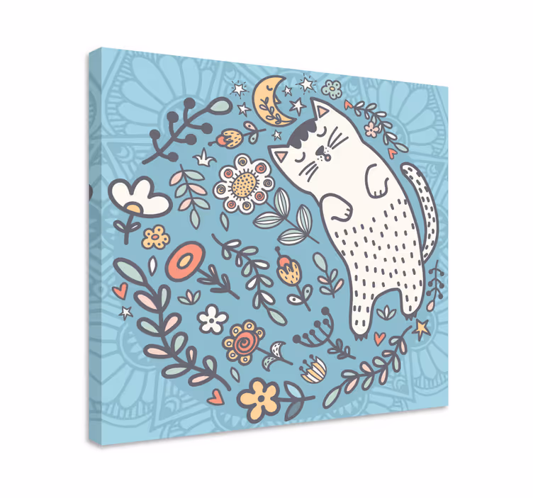čudovita mačka mandala platno stenske umetnosti - TenStickers