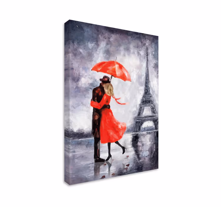 Romantic paris embrace elegantna platna slika - TenStickers