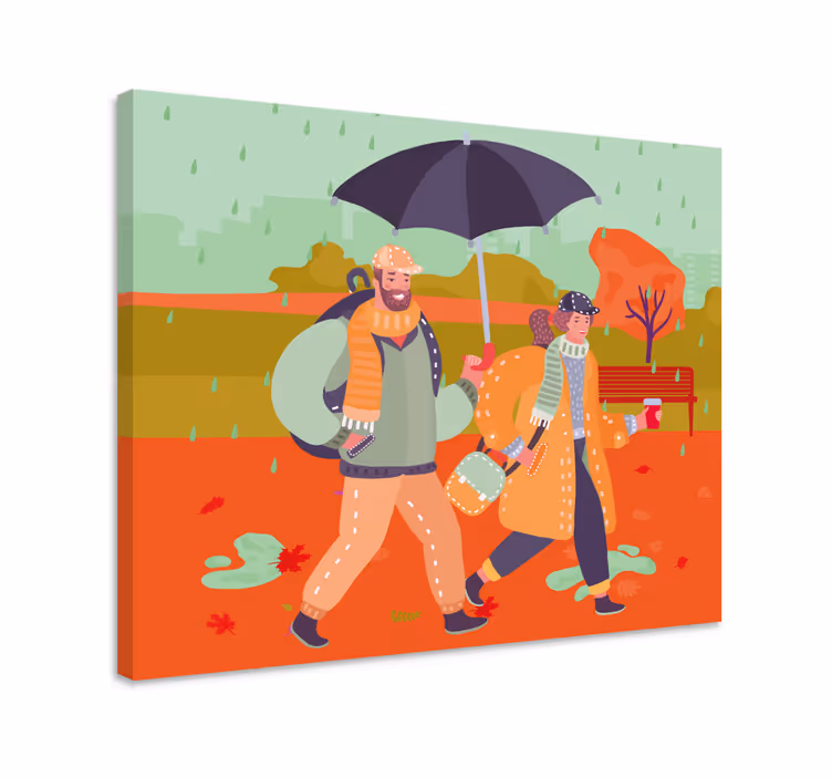 Couple walking together kompozicija na platnu - TenStickers
