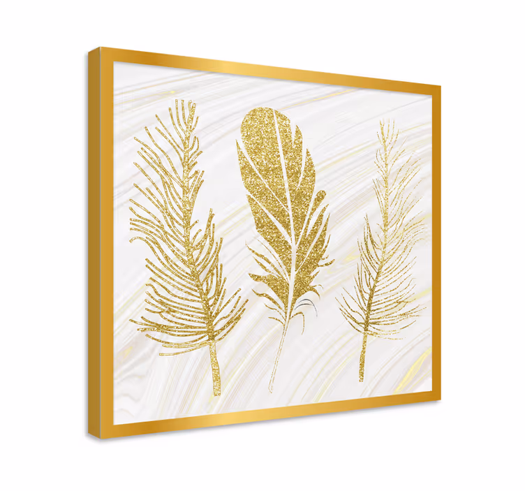 Golden feather trio pasja slika na platnu - TenStickers