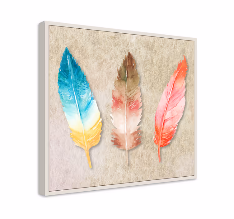 Colorful feather trio pasja slika na platnu - TenStickers