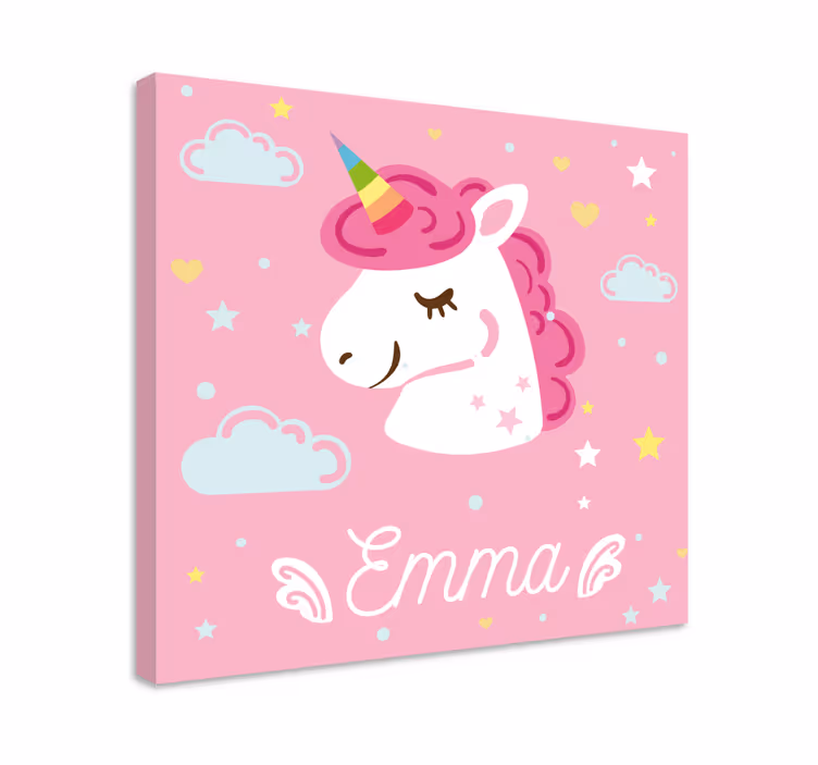 Roza samorogi z imenskim stenskim tiskom samorog - TenStickers