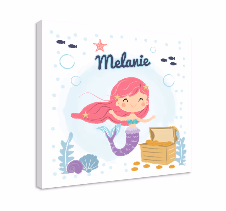 Mermaid treasure chest otroško platno s podobo - TenStickers