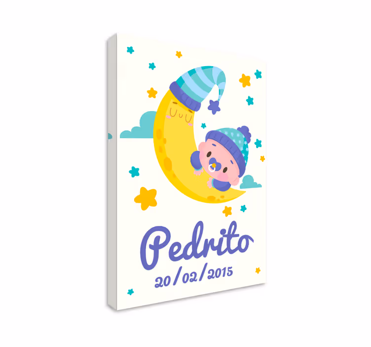 Bebe nombre y fecha vrtec platno - TenStickers