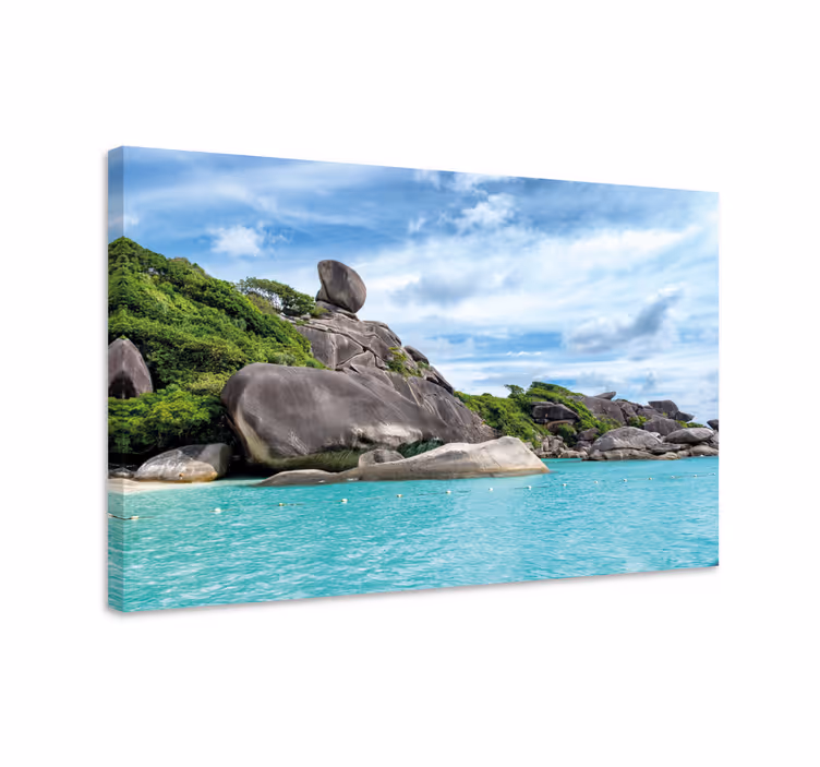 Rocky island view platno z zemljevidi - TenStickers