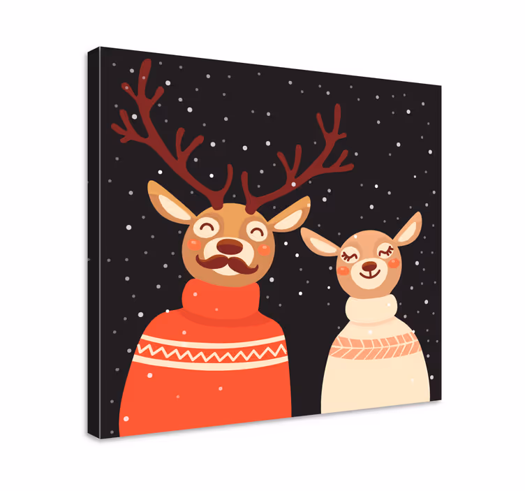 Festive reindeer couple platno slikanje jelena - TenStickers