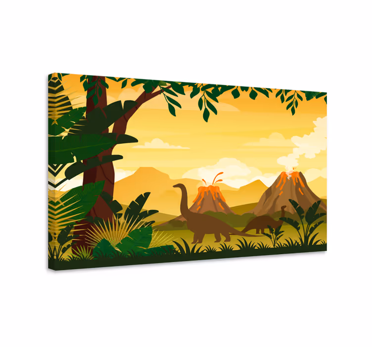 Dinosaurs among volcanoes na platnu z dinozavrom - TenStickers