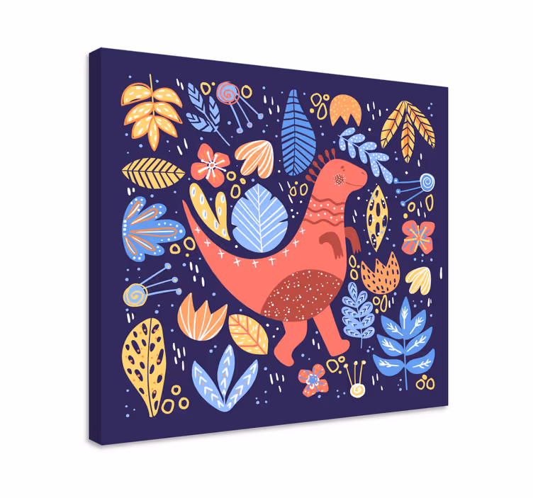 Playful dinosaur illustration na platnu - TenStickers