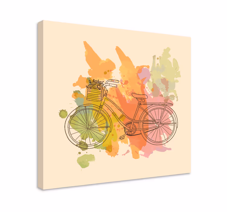 Starodobno kolo s cvetjem, retro platna - TenStickers