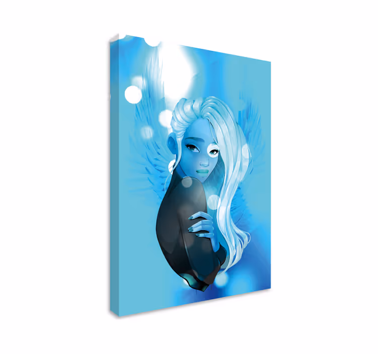 Blue haired figure v kompoziciji likov na platnu - TenStickers
