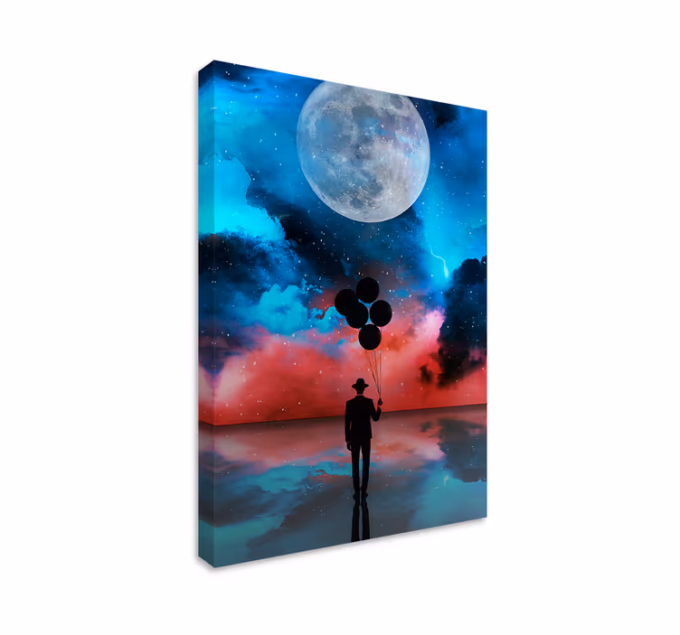 Mysterious silhouette balloons povzetek na platnu - TenStickers