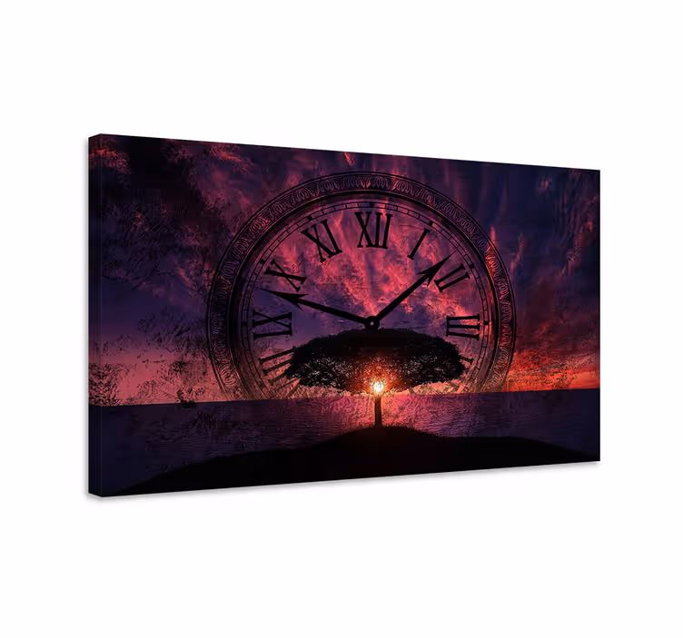 Timeless tree sunset povzetek na platnu - TenStickers