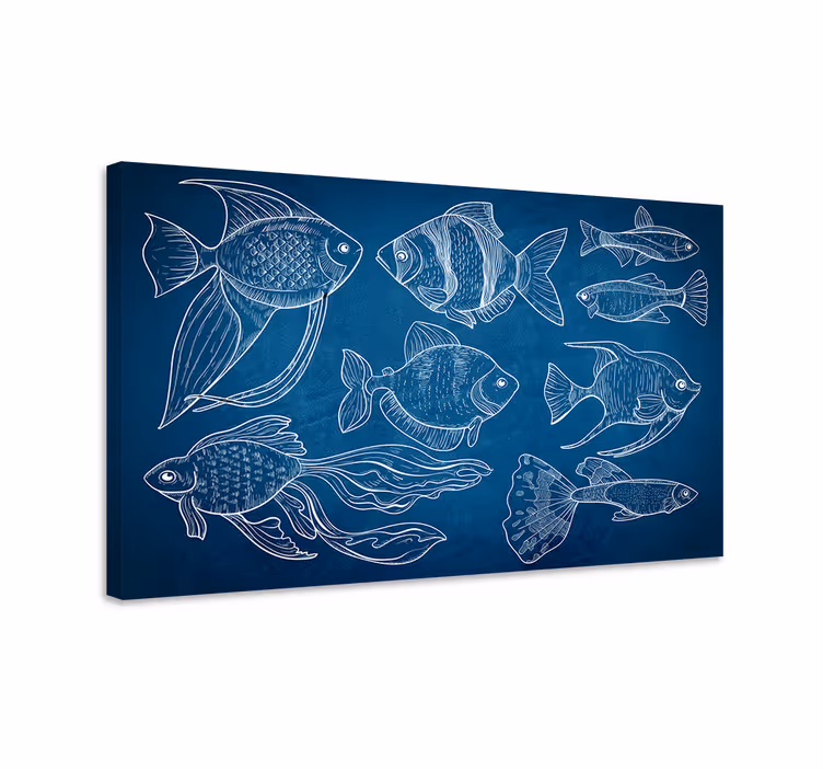 Morske ribe kopalnica platno art - TenStickers
