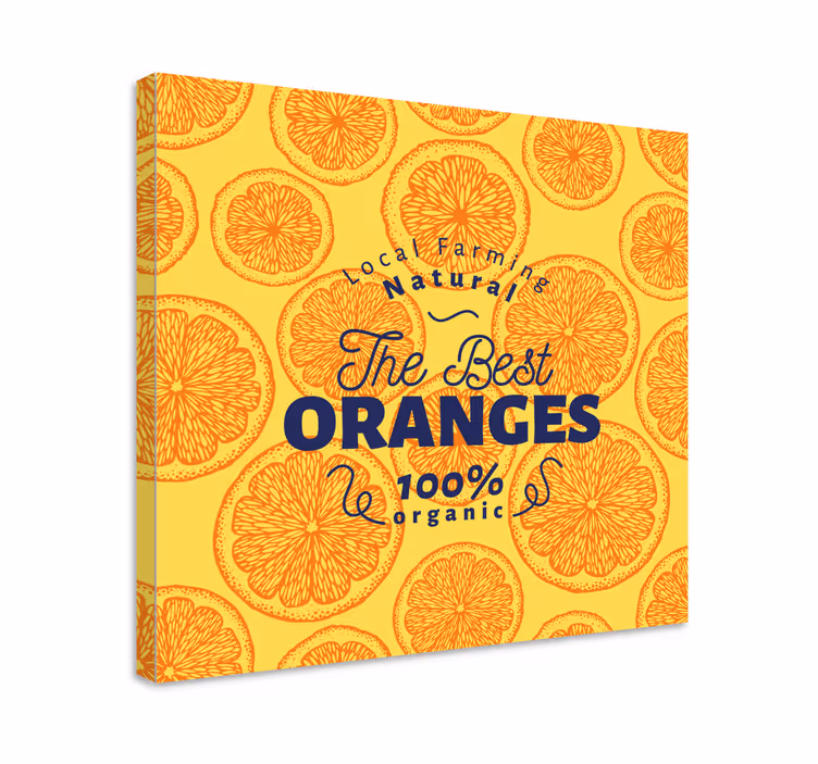 Oranžno ročno risanje vzorca sadno platno - TenStickers
