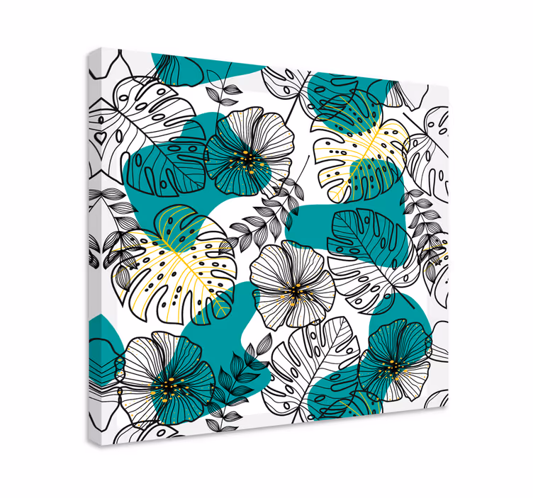 Floral leaf pattern slikarsko platno z rožami in rastlinami - TenStickers