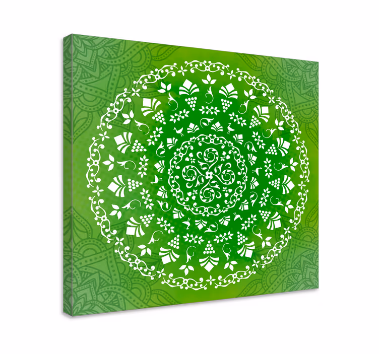 Zelena okrasna okrogla stenska platna mandala - TenStickers