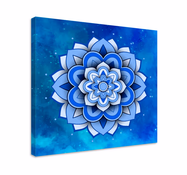 Mandala cvetlična modra stenska poslikava mandala - TenStickers