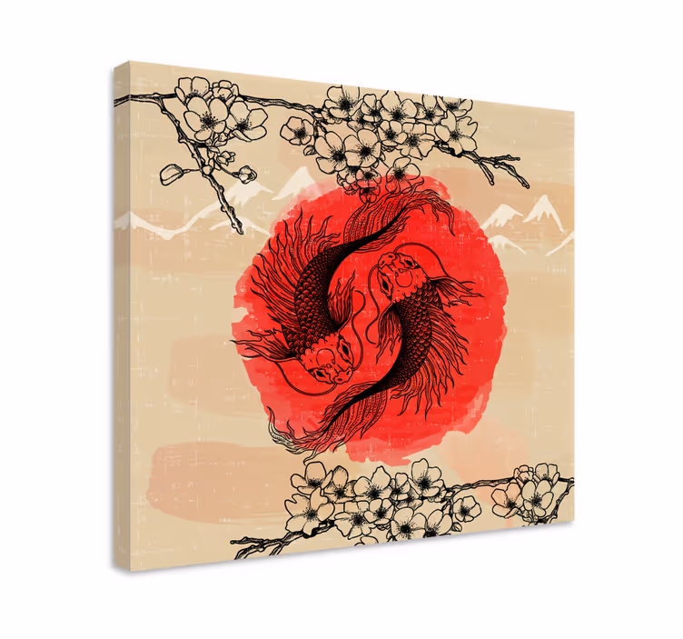 Ying yang ribe platno - TenStickers