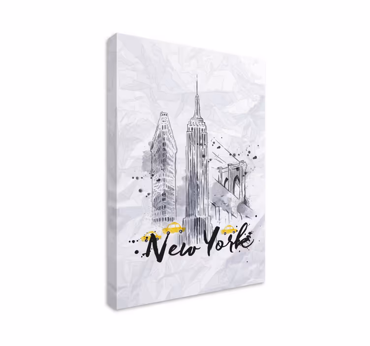 Ilustracija obzorja new yorka Platno s slikami mest in držav - TenStickers