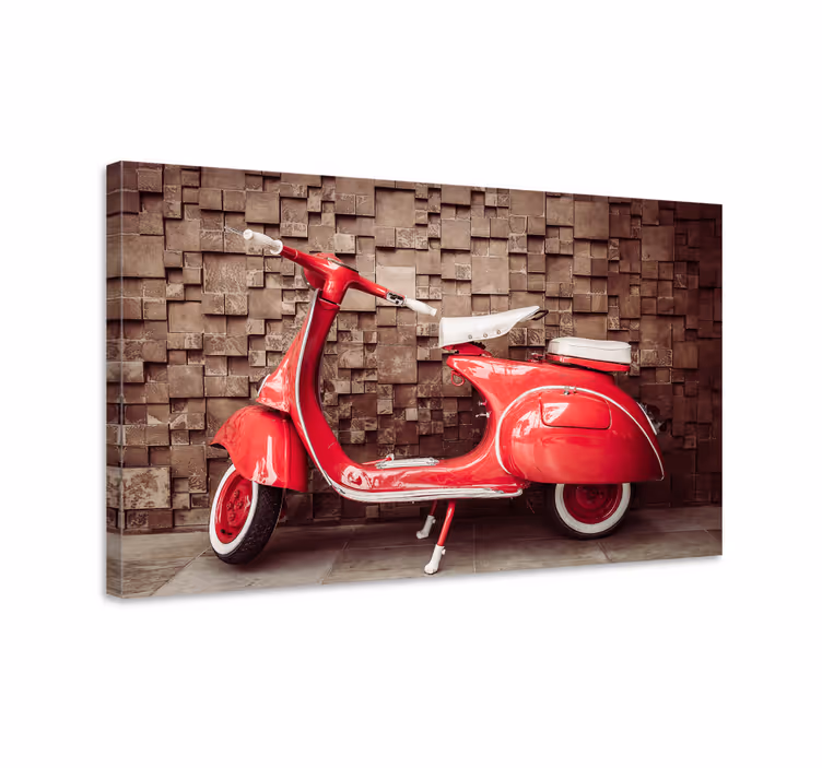Rdeče motorno kolo retro platno art - TenStickers