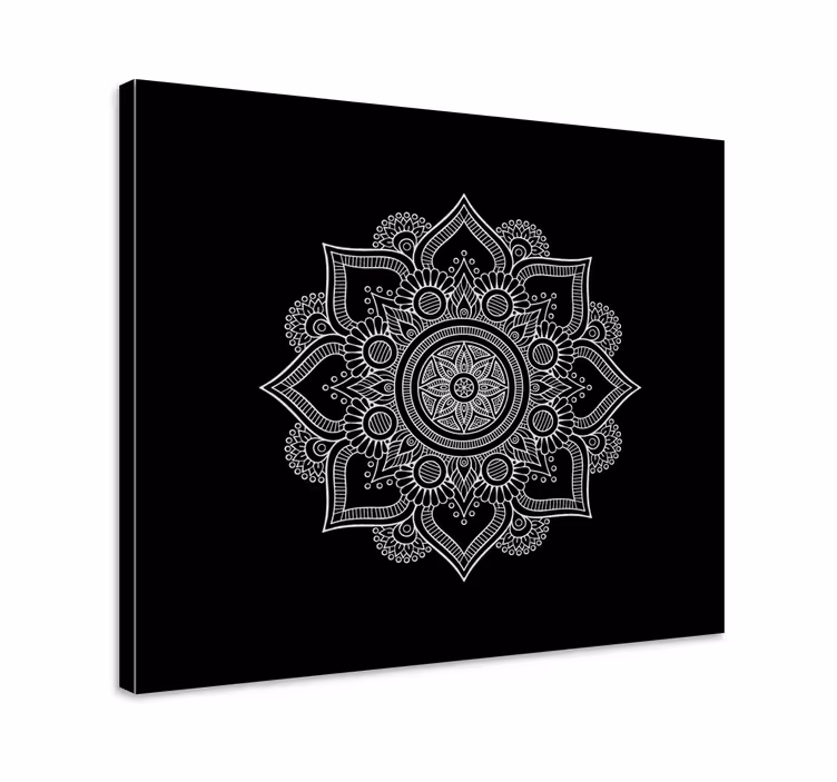 črno-bela mandala platno stenske umetnosti - TenStickers