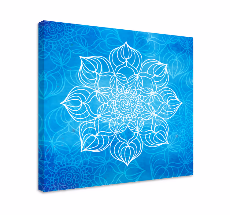 Modra barva splash mandala platno stenske umetnosti - TenStickers
