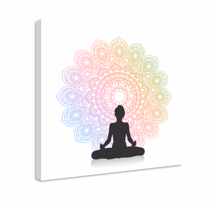 Mavrična joga mandala platno stenske umetnosti - TenStickers