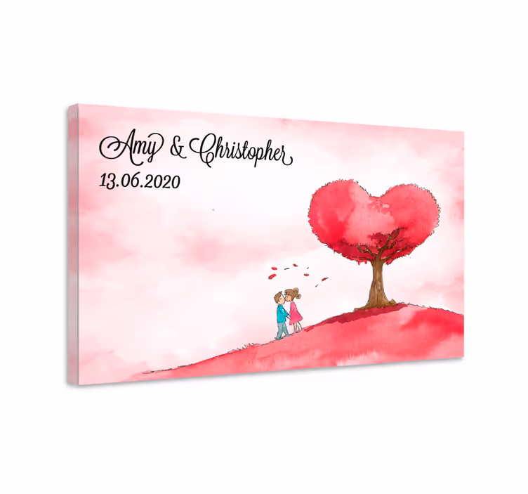 Heart tree love platno v rustikalnem slogu - TenStickers
