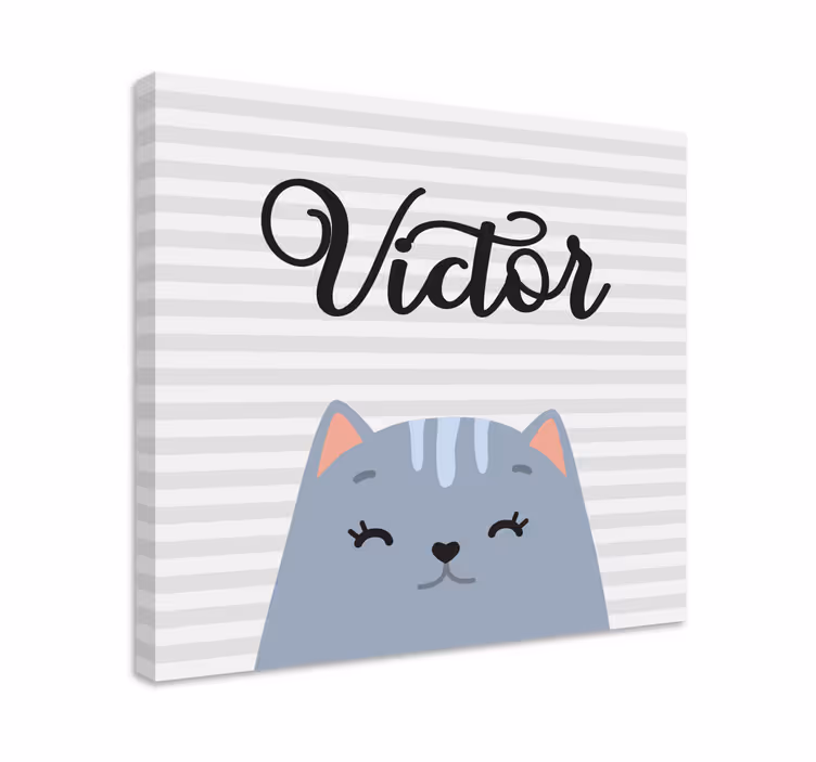 Risana mačka z imenom drevesno platno - TenStickers