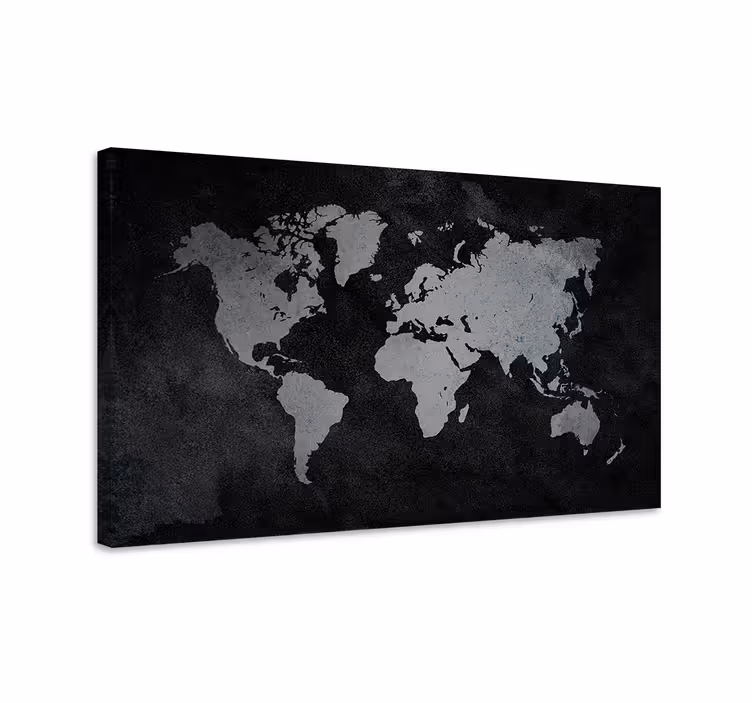 Mapamundi blanco y negro platno zemljevidov sveta - TenStickers