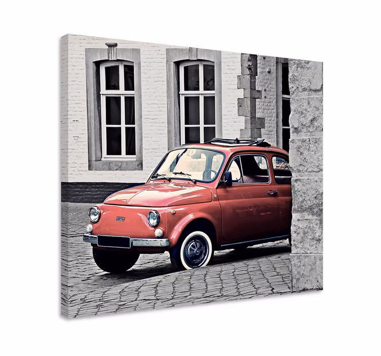 Classic red car krogovna slika na platnu - TenStickers