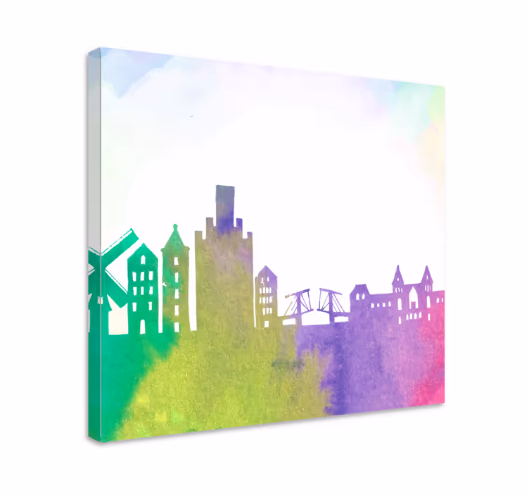 Barvite odtise platna mesta amsterdam skyline - TenStickers