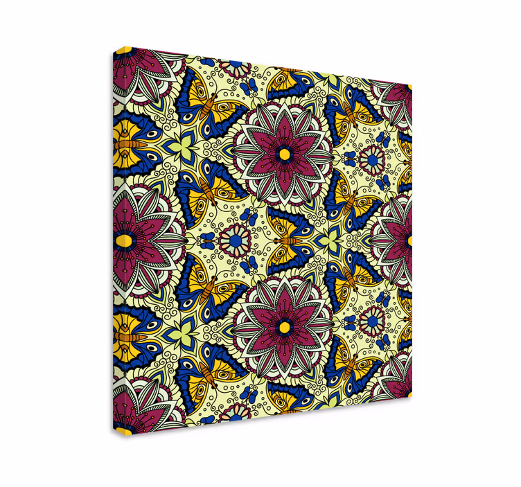 Floral butterfly pattern slikarsko platno z rožami - TenStickers