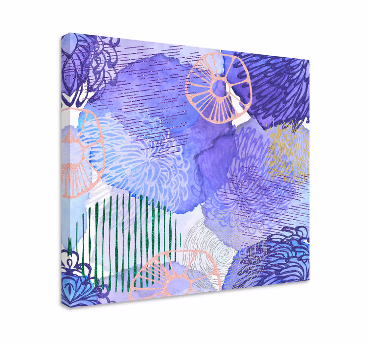 Purple floral patterns slikarsko platno z rožami - TenStickers