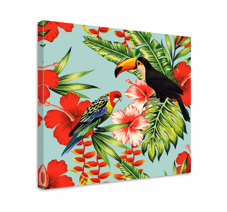 Tropical birds blossoms platna slike z živalmi - TenStickers