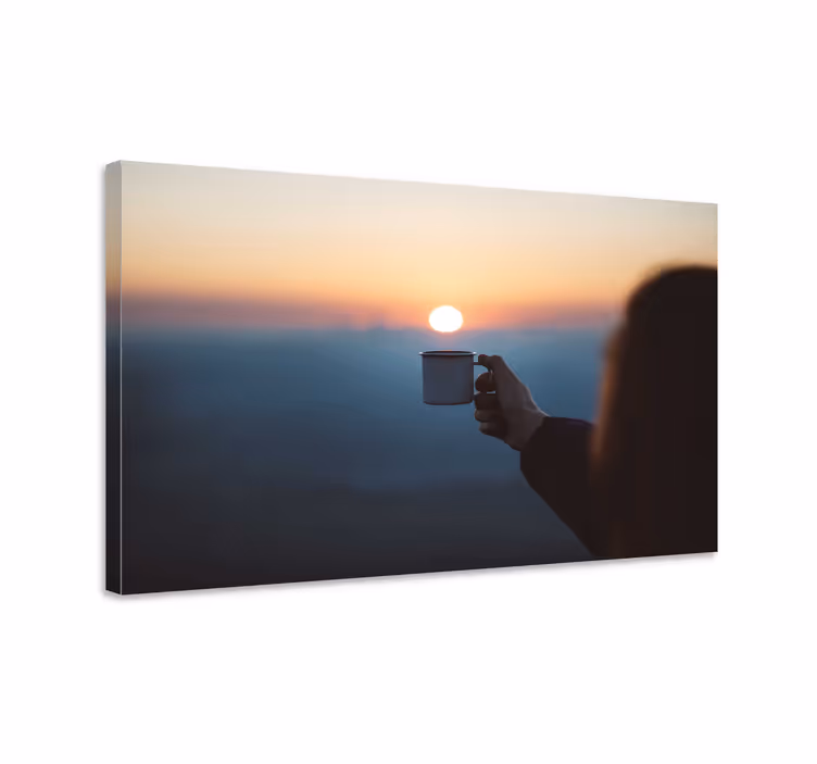 Hand holding mug kompozicija ljudi na platnu - TenStickers