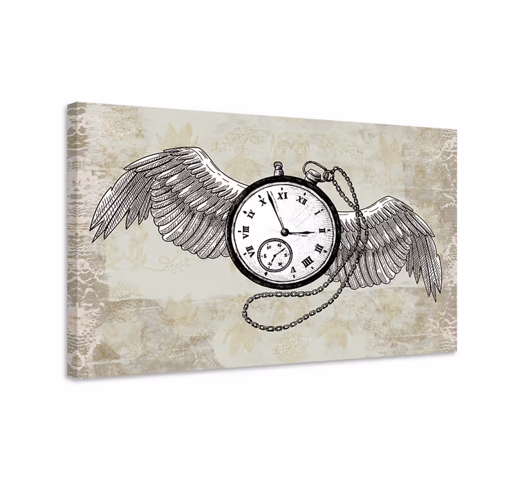 Flying timepiece povzetek na platnu - TenStickers
